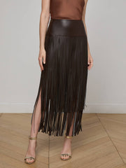 Karolina Fringe Skirt in Coffee Bean