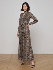 Klaudia Silk Shirt Dress in Black Multi Large Geo Print