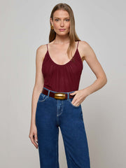 Gelina Mesh Bodysuit in Black Cherry