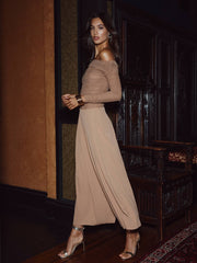 Poppie Off-The-Shoulder Bodysuit in Cinnamon Swirl