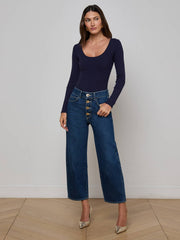 Elara Scoopneck Bodysuit in Deep Midnight