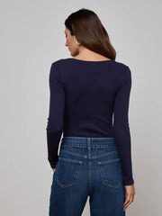 Elara Scoopneck Bodysuit in Deep Midnight