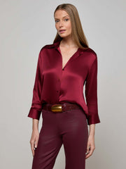 Dani Silk Blouse in Black Cherry