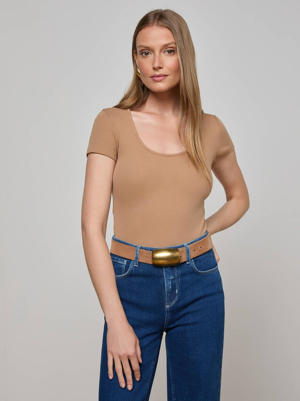 Brynlee Scoopneck Tee in Cinnamon Swirl