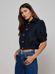 Cove Cropped Tweed Jacket in Midnight