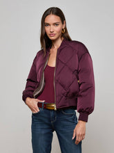 Violeta Reversible Puffer in Wine/Herringbone