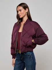Violeta Reversible Puffer in Wine/Herringbone