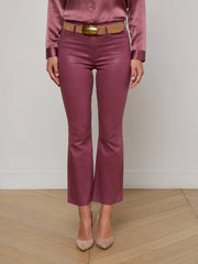 Kendra Coated Cropped Flare Jean in Deep Mauve Coated