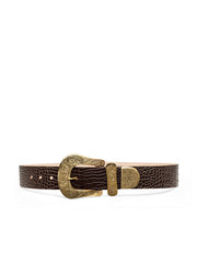 Ximena Belt in Chocolate Croc Embossed