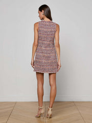 Florian Tweed Shift Dress in Mauve/Tan Multi Tweed