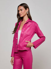 Janelle Coated Jean Jacket in Pink Coated