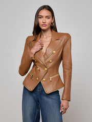 Ottilie Leather Blazer in Soft Cognac