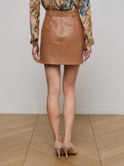 Yvette Vegan Leather Mini Skirt in Soft Cognac