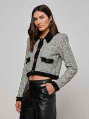 Arielle Knit Jacket in White/Black