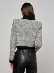 Arielle Knit Jacket in White/Black