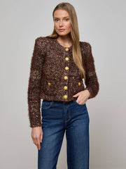 Una Knit Cardigan in Chocolate Multi