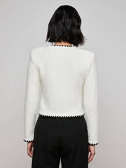 Anaya Knit Cardigan in White/Black