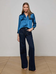 Dani Silk Blouse in Stone Blue