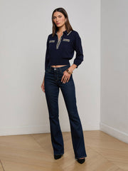 Malaki Cropped Sweater in Midnight/Ivory/Gold