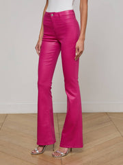 Marty Coated Flare Jean in Pink Coated