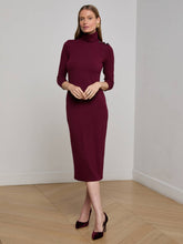 Voletta Turtleneck Midi Dress in Dark Port