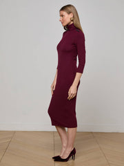 Voletta Turtleneck Midi Dress in Dark Port