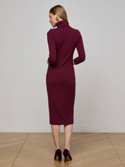 Voletta Turtleneck Midi Dress in Dark Port