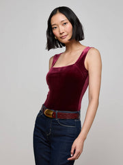 Molly Velvet Bodysuit in Dark Port