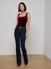 Molly Velvet Bodysuit in Dark Port