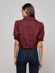 Cove Cropped Tweed Jacket in Brown/Black Cherry Multi Tweed