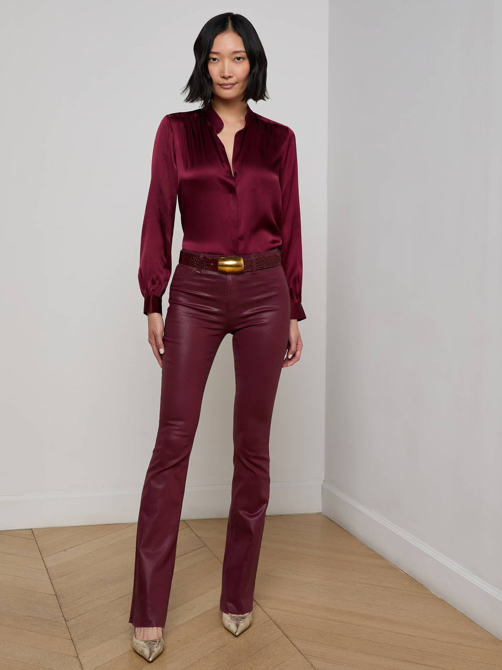 Ruth Coated Straight-Leg Jean in Dark Port Coated