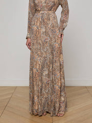 Patricia Maxi Skirt in Brown/Blue Valencia Leopard