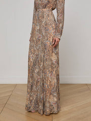 Patricia Maxi Skirt in Brown/Blue Valencia Leopard