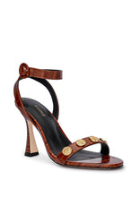 Harriett Leather Sandal in Cognac Croco Embossed