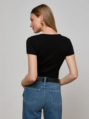 Brynlee Scoopneck Tee in Black