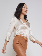 Dani Silk Blouse in Champagne