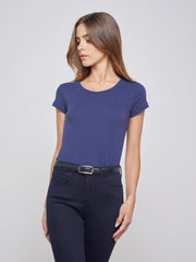 Cory Cotton Scoopneck Tee in Navy