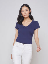 Becca Cotton V-Neck Tee in Navy
