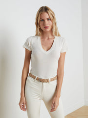 Becca Cotton V-Neck Tee in Vintage White