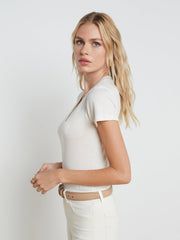 Becca Cotton V-Neck Tee in Vintage White