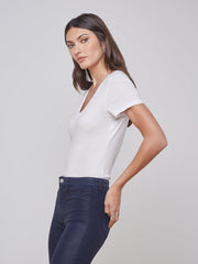 Becca Cotton V-Neck Tee in White