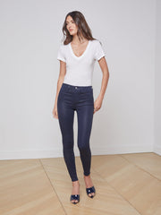 Becca Cotton V-Neck Tee in White