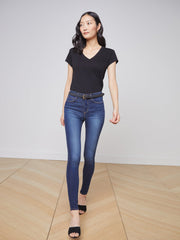 Becca Cotton V-Neck Tee in Black