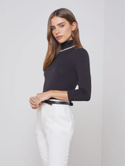 Aja 3/4 Sleeve Turtleneck in Black