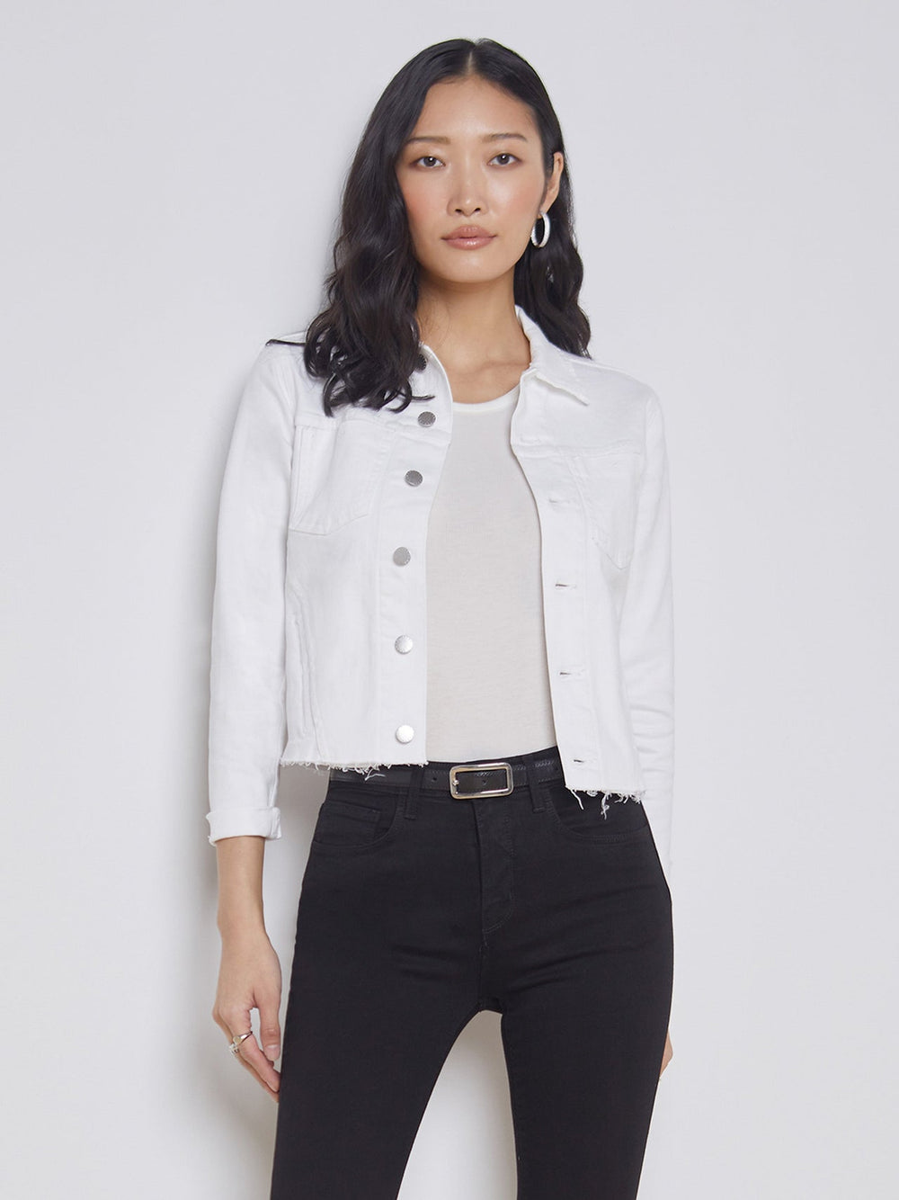 Janelle 3/4 Sleeve Jean Jacket in Blanc