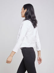 Janelle 3/4 Sleeve Jean Jacket in Blanc