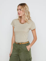 Cory Cotton Scoopneck Tee in Biscuit