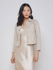 Janelle 3/4 Sleeve Jean Jacket in Biscuit