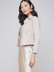 Janelle 3/4 Sleeve Jean Jacket in Biscuit