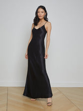 Serita Silk Slip Dress in Black